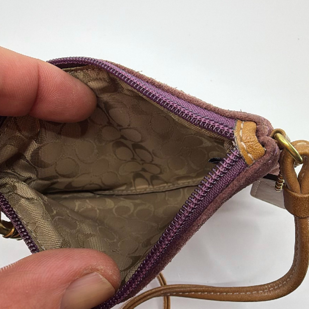 Coach Purple Suede Leather Wristlet - Picture 5 of 8